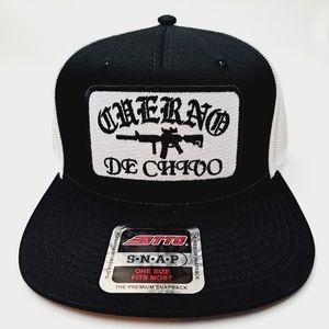 Cuerno De Chivo Patch Flat Bill Mesh Trucker Snapback Hat Cap
